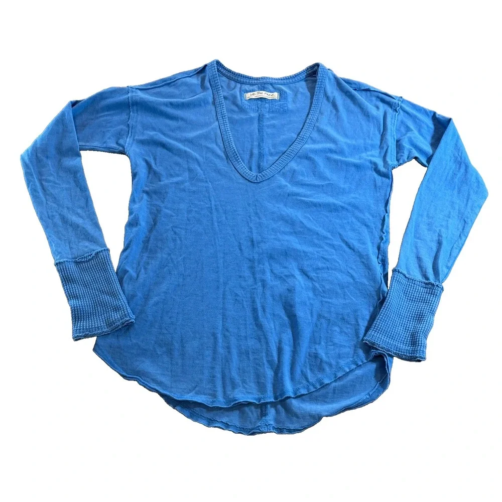 We The Free Coastal Cruising Long Sleeve T XS Free People Lake Victoria Blue